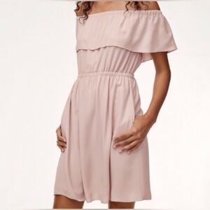Aritzia Wilfred Hosta Dress (off the shoulder) - blush pink - size M